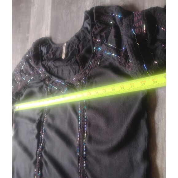 Free People Women's Size Medium Black Boho Top - Picture 3 of 7